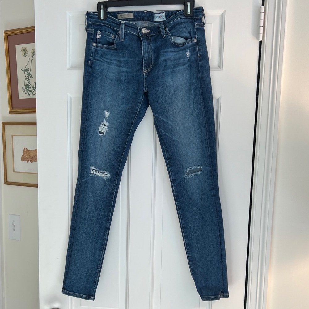 AG Adriano Goldschmied Distressed Blue Skinny Jeans